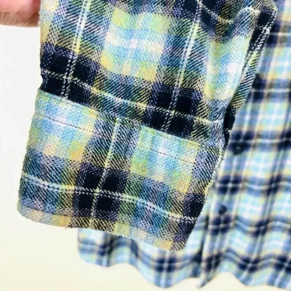 Levi’s Black/Green Plaid Flap Pocket Button Down Workers Flannel Shirt Size L - Picture 8 of 15